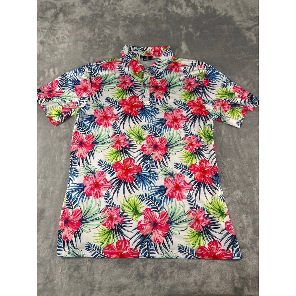 Greenside Golf Mens XL Tropical Floral Hawaiian Aloha Golf‎ Shirt Polo